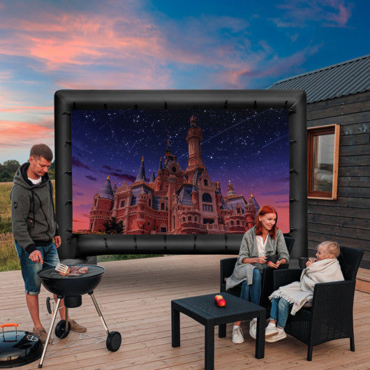 Inflatable Outdoor Projector Screen with Carry Bag and Ground Stakes-15Feet