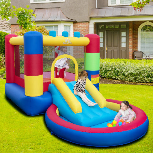 4-in-1 Jigsaw Theme Inflatable Bounce House with 480W Blower
