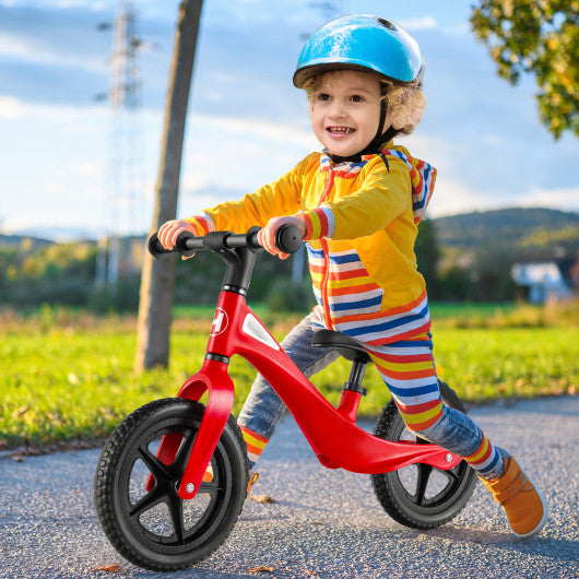 Kids Balance Bike With Adjustable Seat And Rotatable Handlebar - Red