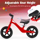 Kids Balance Bike With Adjustable Seat And Rotatable Handlebar - Red