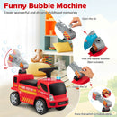 Kids Push Ride On Fire Truck with Ladder Bubble Maker and Headlights-Red