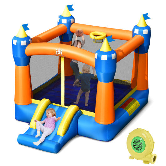 Kids Inflatable Bounce House Magic Castle with Large Jumping Area with 735W Blower