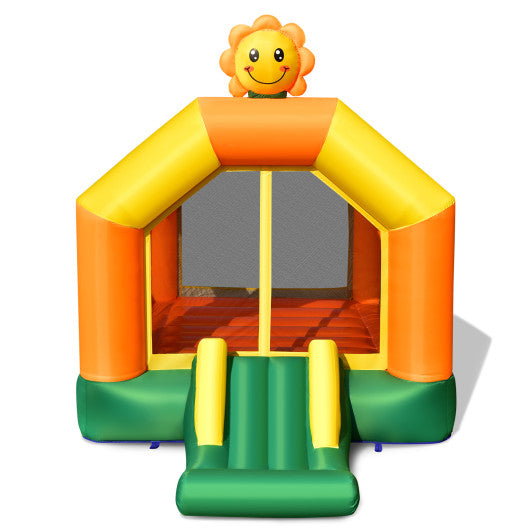 Kids Inflatable Bounce House with Slide and Basketball Rim with 735W Blower