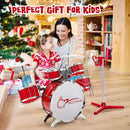 Kids Jazz Drum Keyboard Set with Stool and Microphone Stand-Red