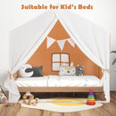 Kid's Play Tent with Washable Cotton Mat and Flag Banner-Light Brown