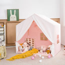 Kid's Play Tent with Washable Cotton Mat and Flag Banner-Pink