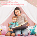 Kid's Play Tent with Washable Cotton Mat and Flag Banner-Pink