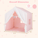 Kid's Play Tent with Washable Cotton Mat and Flag Banner-Pink