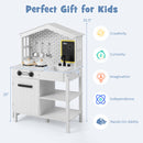 Kids Wooden Kitchen Play Set with Storage Shelves and Accessories-White