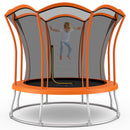 8 Feet Outdoor Unique Flower Shape Trampoline with Enclosure Net-Orange