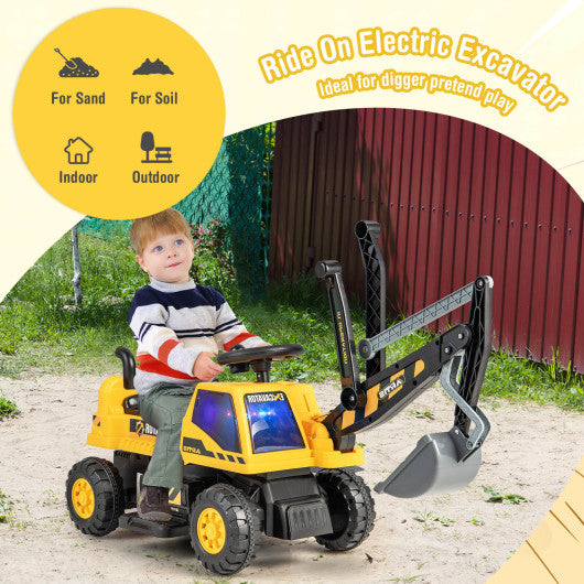 Kids ASTM Certificated Powered Ride On Bulldozer with Front Digger Shovel-Yellow
