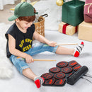 Electronic Drum Set with 2 Build-in Stereo Speakers for Kids-Red