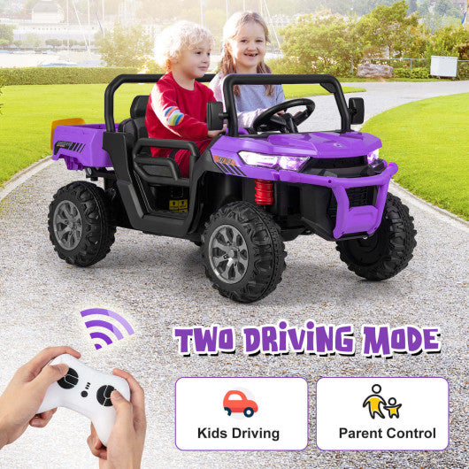 2-Seater Kids Ride On Dump Truck with Dump Bed and Shovel