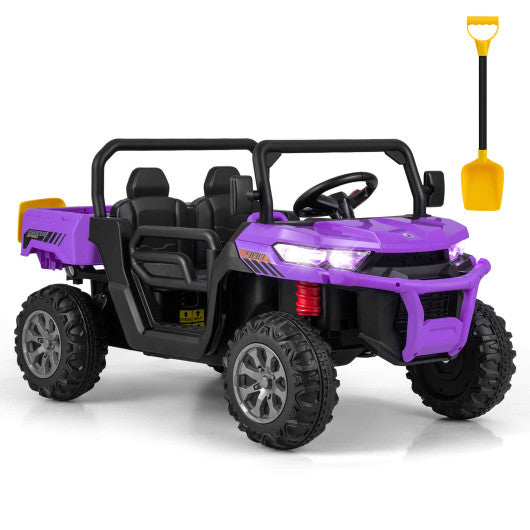 2-Seater Kids Ride On Dump Truck with Dump Bed and Shovel