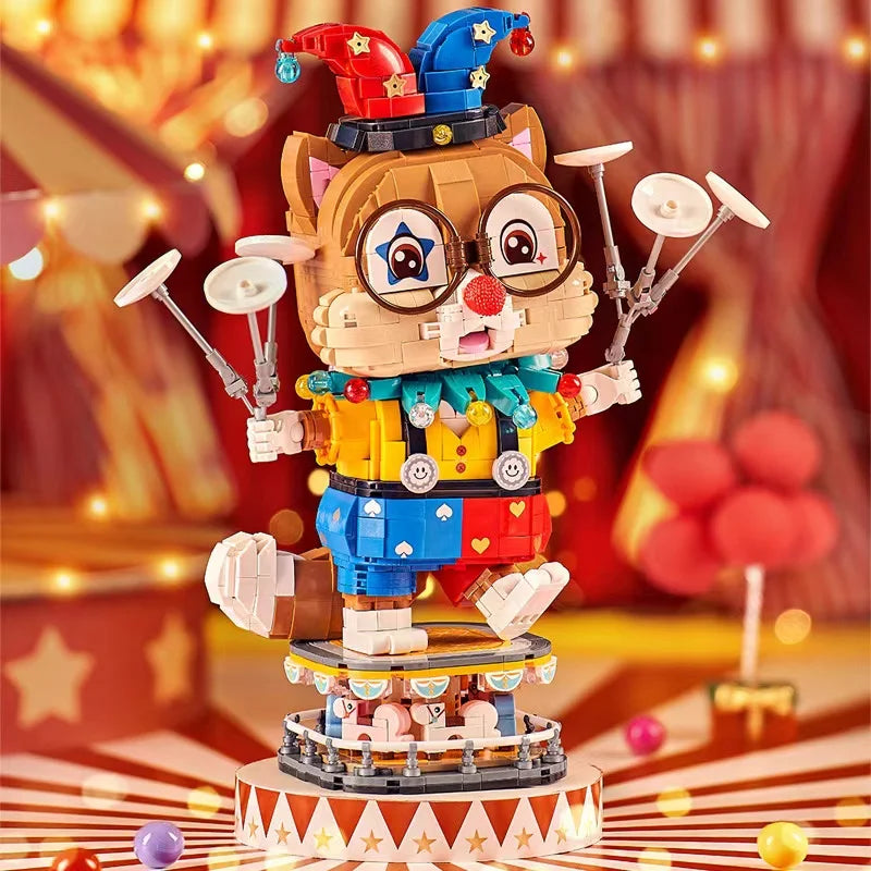 LOZ-1947 National Fashion Clown Squirrel Building Block Model Tabletop Toy Decoration Adult and Children New Year Gift