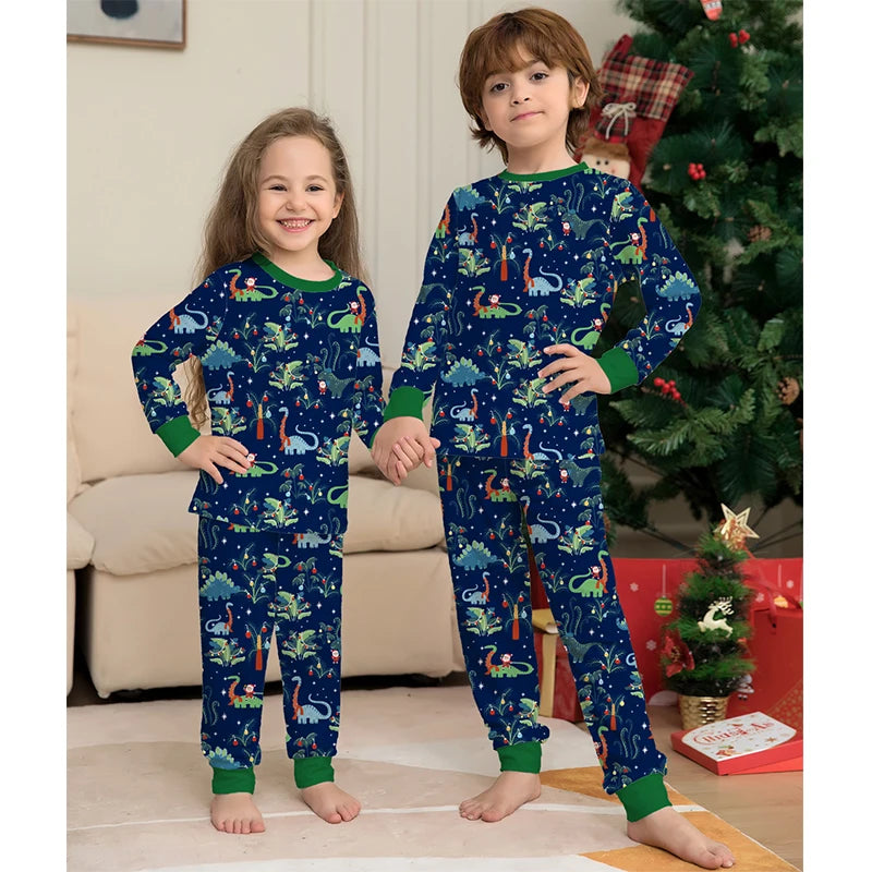 Christmas Matching Pajamas Family Outfits 2023 New Year Father Mother Kids Dinosaur Family Look Sleepwear Pyjamas Clothes Sets
