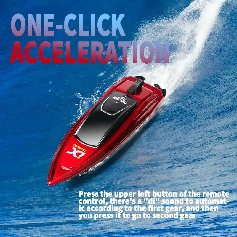 Mini RC Boat – High-Speed 5KM/H Wireless Model with LED Lights