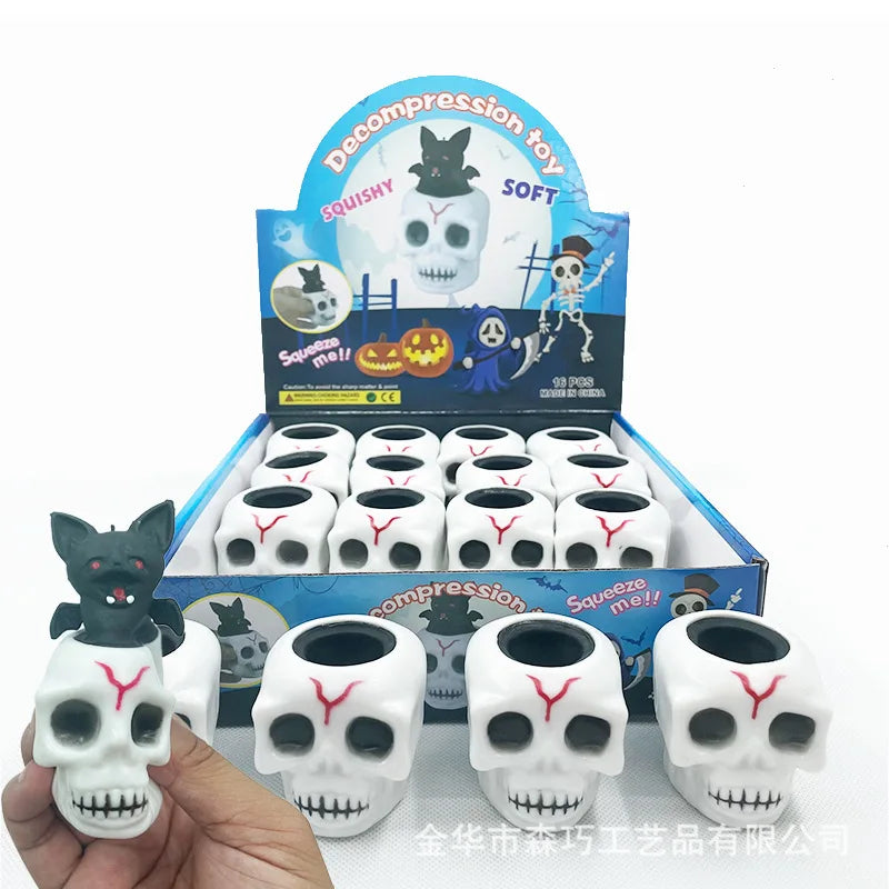 Halloween Ghost Squeeze Skull TPR Bat Ghost Cup Toys Decompression Fidget Antistress Sensory Stress Reliefing Gift Kids Adults