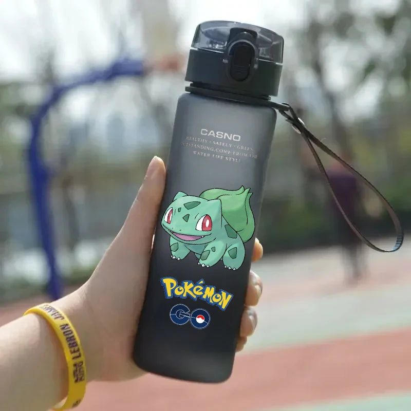 560ML Pokemon Water Cup Portable Plastic Cartoon Charizard BulbasaurSquirtle Outdoor Large Capacity Sports Children Water Bottle