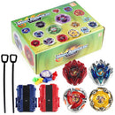Bey X BX 4in1 Bley Bley Gyro Starter Metal Spinning Top Booster with 2pcs Ripcord Launchers Battle Toy Set