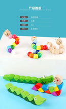 Wooden Smooth Blocks Caterpillar Toys Cartoon Colorful Twisted Insect Crocodile Block Ability Game Baby Fingers Exercise Gadget