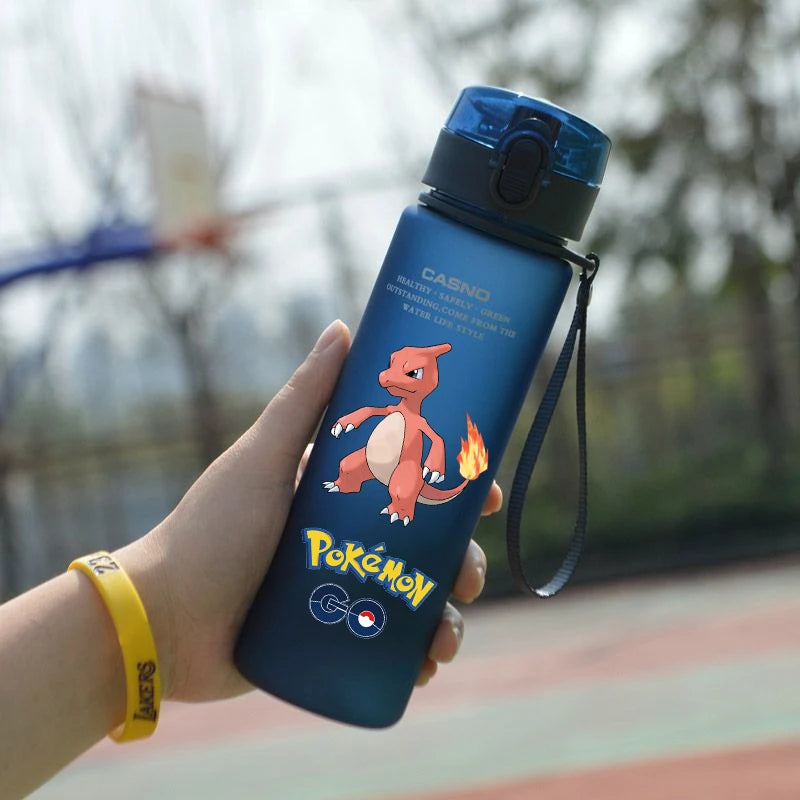 560ML Pokemon Water Cup Portable Plastic Cartoon Charizard BulbasaurSquirtle Outdoor Large Capacity Sports Children Water Bottle