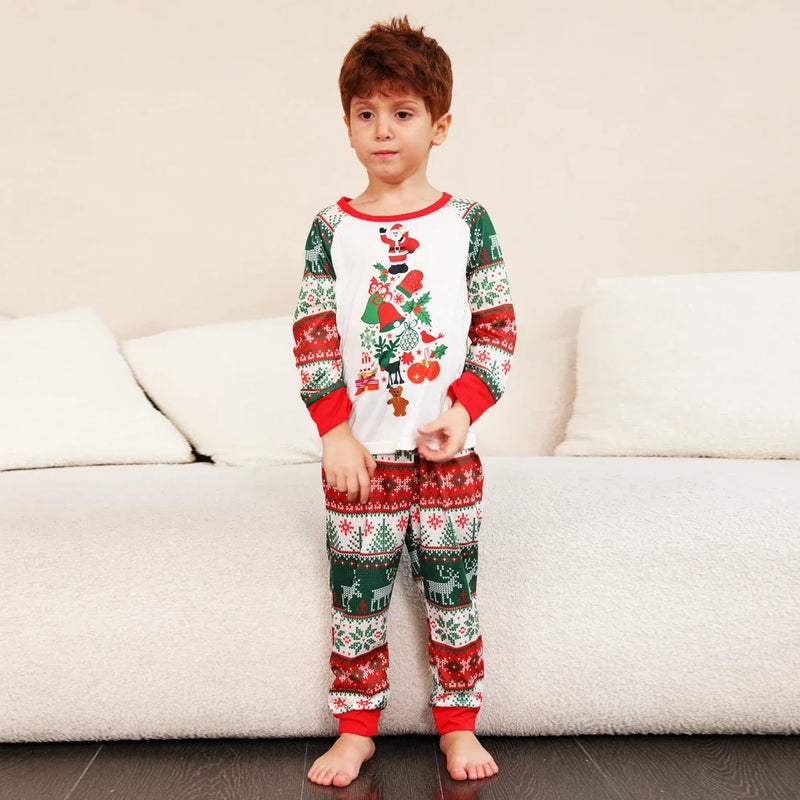 Christmas Pajamas Family Set 2023 Fashion Gift Deer Print Top+Pant Suit Family Look Mom Dad Children Matching Outfits Clothing