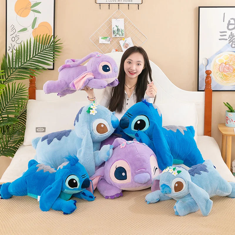 Disney Lilo and Stitch Plush Toys Prone Cute 55/80cm Like An Angel Soft Toy Gift for Children