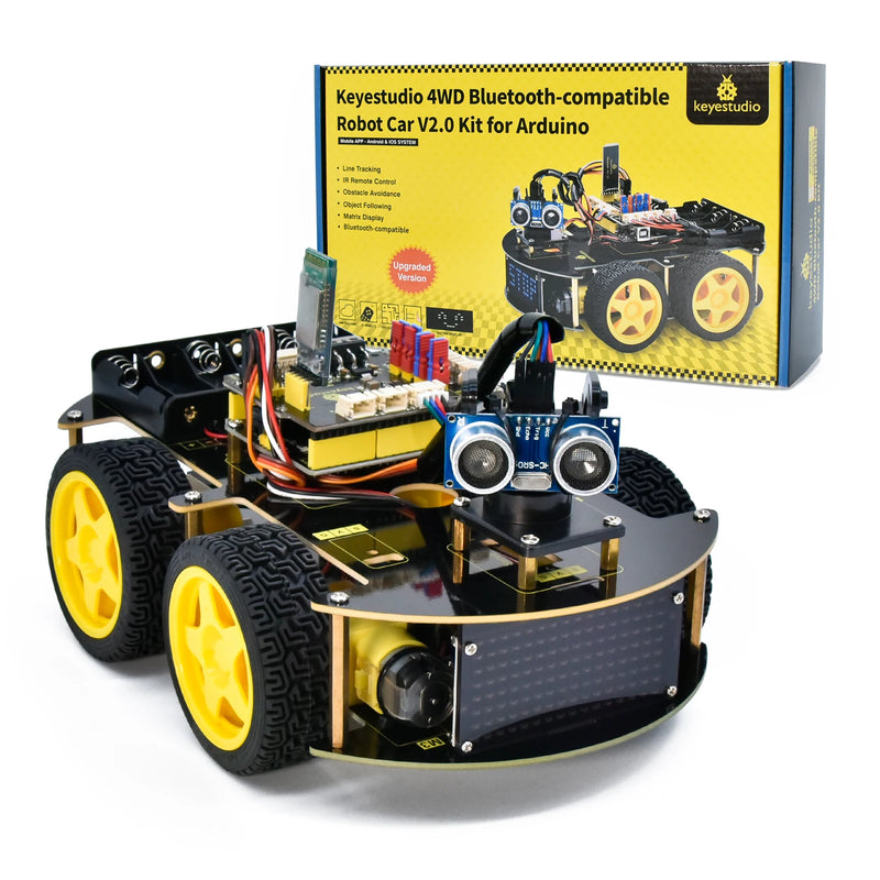 Keyestudio 4WD Multi BT Robot Car Kit V2.0 Programming Arduino DIY Electronic Kit with LED Display Kids Car Toy