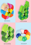 Wooden Smooth Blocks Caterpillar Toys Cartoon Colorful Twisted Insect Crocodile Block Ability Game Baby Fingers Exercise Gadget