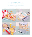 Wooden Children  Play House Toy Simulation Real Life Popcorn Sales Cart Cash Register Toys for boy girl birthday gifts Waffle