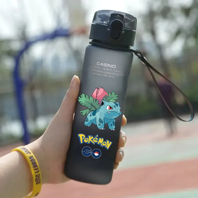 560ML Pokemon Water Cup Portable Plastic Cartoon Charizard BulbasaurSquirtle Outdoor Large Capacity Sports Children Water Bottle