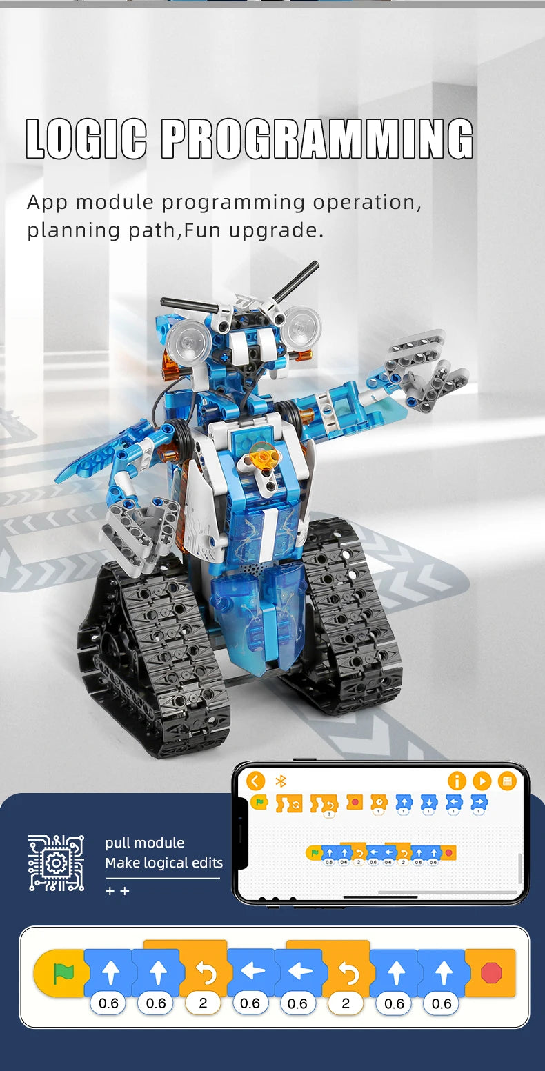 MOULD KING 15059 15078 Technical Robot Toys The APP&RC Motorized Robot With Led Part Model Building Blocks Kids Christmas Gift