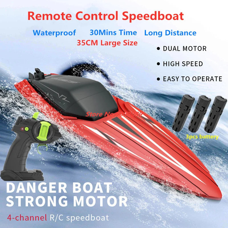 35CM Large RC Racing Boat Radio Control SpeedBoat 30Mins Driving RC Ship Boat Waterproof Toy Summer Water Boy Kid Gifts RC Toys