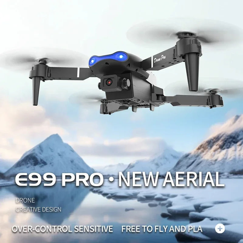 RC Drone E99 Pro Foldable 4K HD Dual Camera Quadcopter Aerial Photography Optical Flow Positioning Altitude Hold Toys Gift