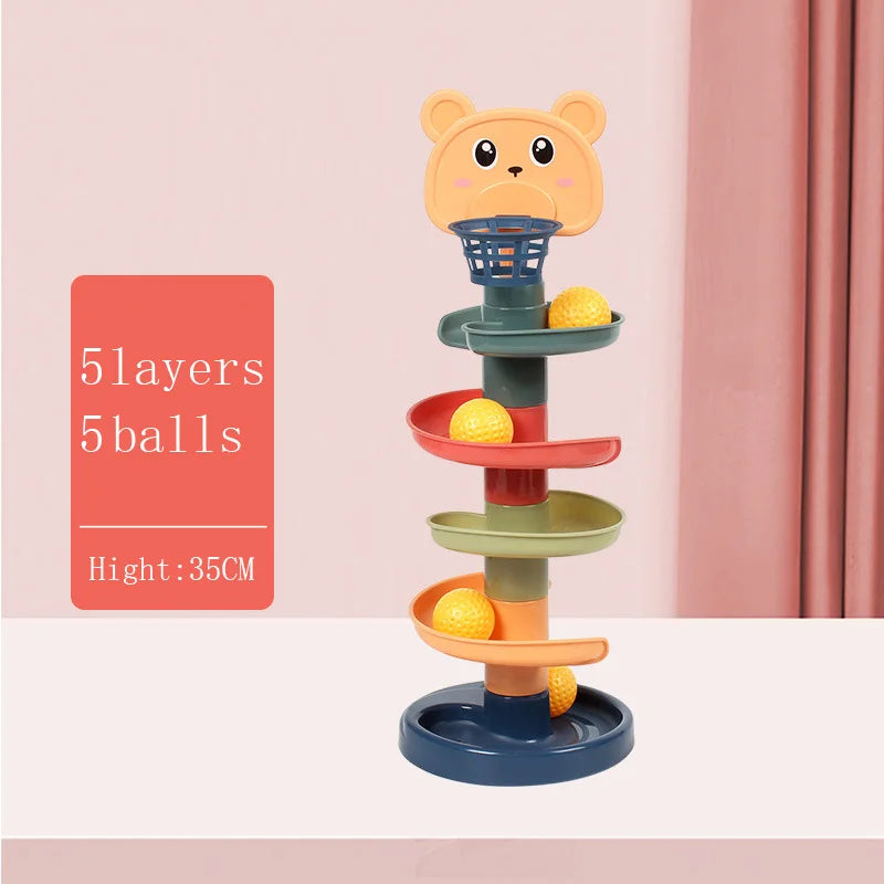 Baby Toys Rolling Ball Pile Tower Early Educational Toy For Babies Rotating Track Baby Development Game Stacking Toy For Kids