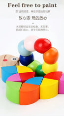 Wooden Smooth Blocks Caterpillar Toys Cartoon Colorful Twisted Insect Crocodile Block Ability Game Baby Fingers Exercise Gadget