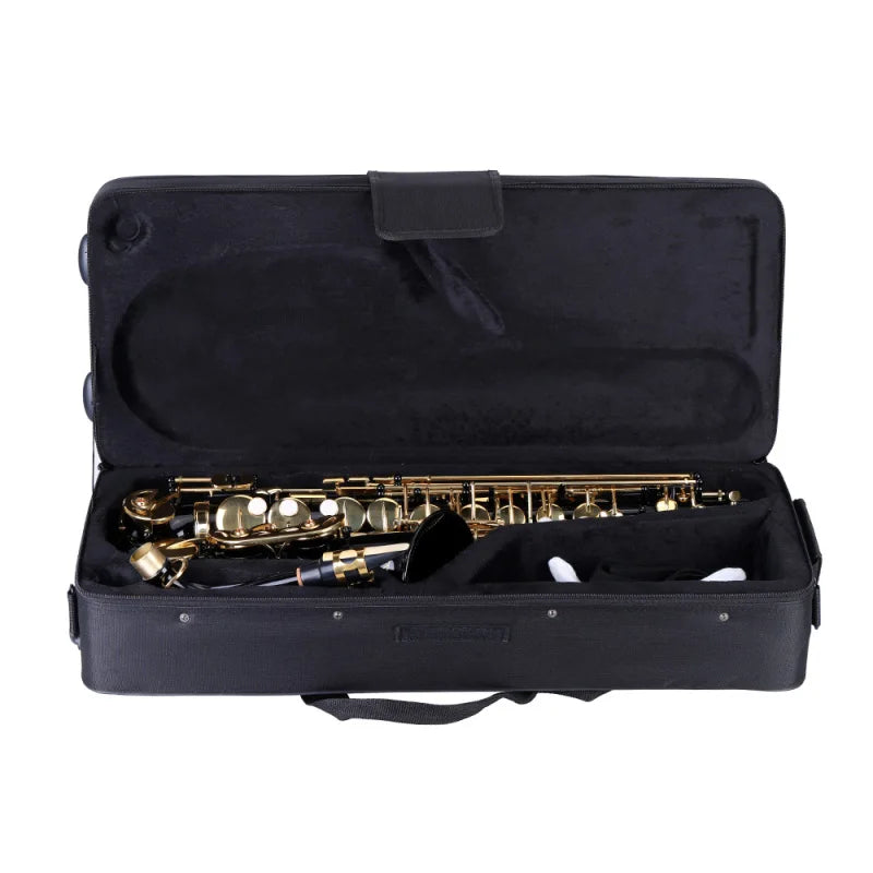 Eb Alto Saxophone Brass Lacquered Gold E Flat Sax 82Z Key Woodwind Instrument with Cleaning Brush Cloth Gloves Strap Padded Case