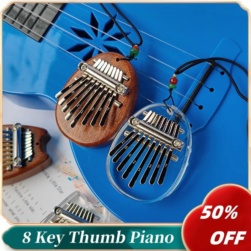 Mini Kalimba 8 Key Thumb Piano 1 Pack Cute Instrument Portable Exquisite Gift Set for Kids