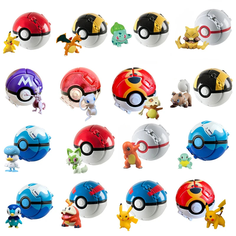 20 Styles Pokemon Elf Ball Anime Figure Pikachu Charmander Litten Rockruff Pokeball Pocket Monster Variant Toy Action Model Gift