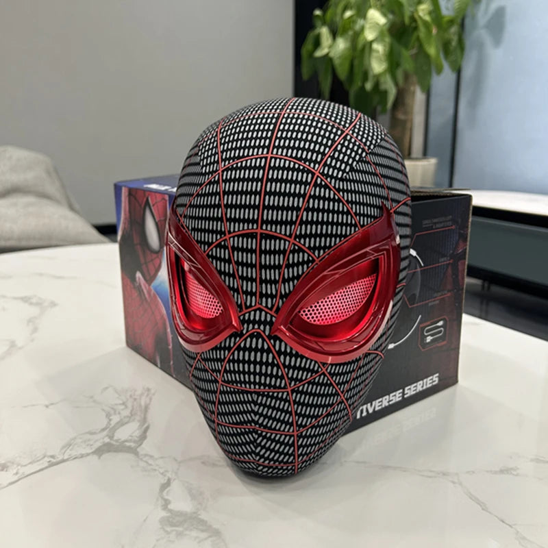 Spiderman Mask Cosplay Headgear Moving Eyes 1:1 Remote Control Elastic Fabric And ABS Plastic Toys