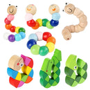Wooden Smooth Blocks Caterpillar Toys Cartoon Colorful Twisted Insect Crocodile Block Ability Game Baby Fingers Exercise Gadget
