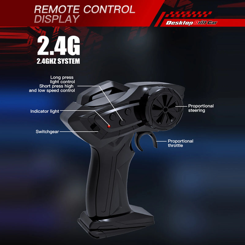 4WD 2.4GHz Remote Control Drift Car – Mini Model with LED Lights & Full Proportional Control, Racing Sport Toy for Kids