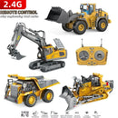 2.4Ghz RC Remote Control Excavator Construction Vehicle Toy for Kids with Alloy Metal Cap, Light & Sound