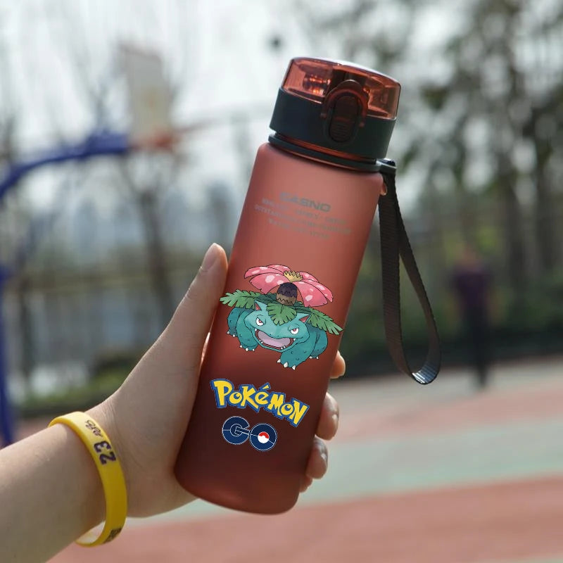 560ML Pokemon Water Cup Portable Plastic Cartoon Charizard BulbasaurSquirtle Outdoor Large Capacity Sports Children Water Bottle