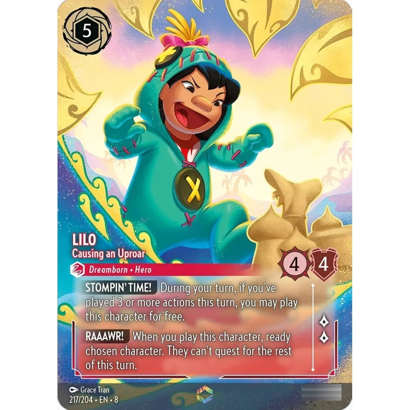 Rare Lorcana Enchanted Proxy Card – Reign of Jafar Chapter 8 TCG Featuring Stitch, Jasmine & Lady