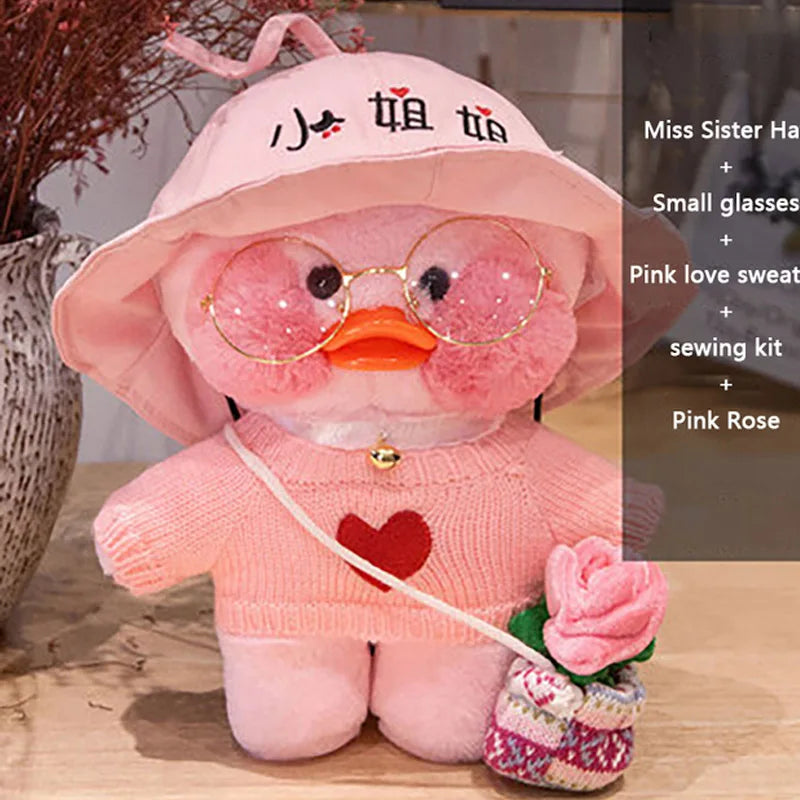 30cm Stuffed Soft Kawaii Duck Doll Cartoon Cute LaLafanfan Cafe Duck Plush Toy Animal Pillow Birthday Gift for Kids Children