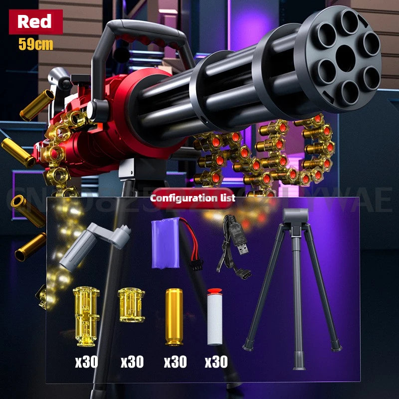 115cm Big Electric Toy Gun Fake Gun Soft Bullet Ejection EVA Gun DIY Self-Assembly Tactical Gatling Gun Toy Christmas Gift