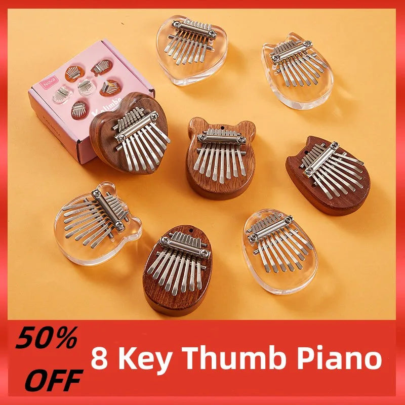 Mini Kalimba 8 Key Thumb Piano 1 Pack Cute Instrument Portable Exquisite Gift Set for Kids