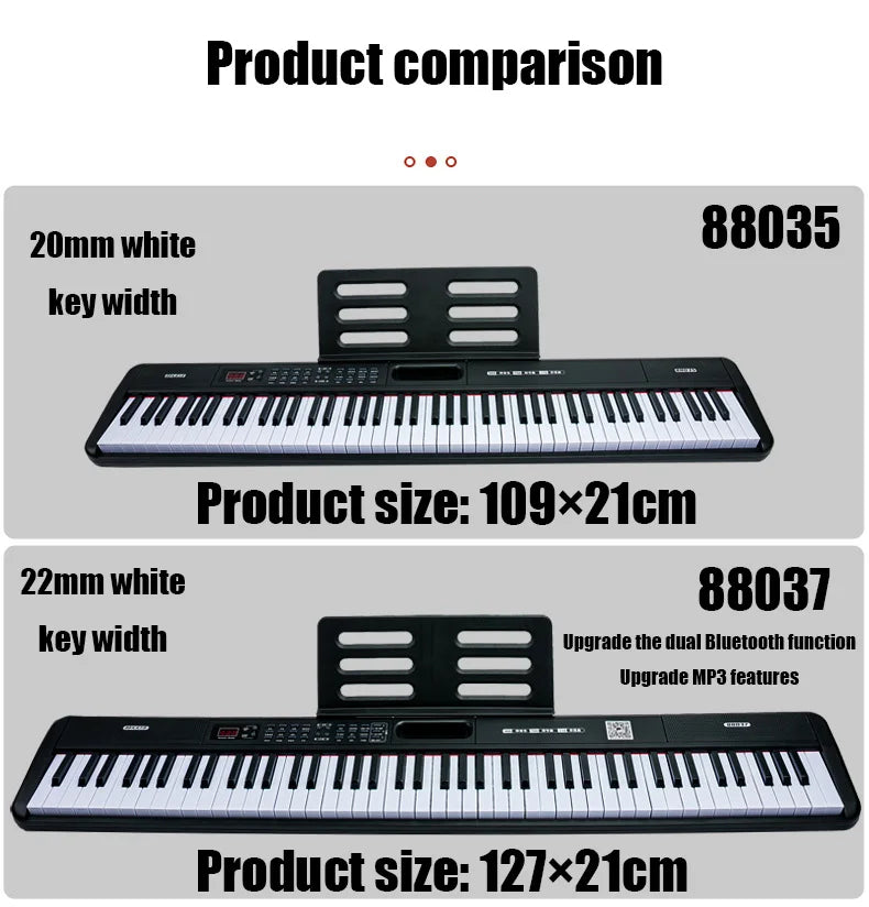 88 Keys Portable Digital Piano Multifunctional Electronic Keyboard Piano Student Gift 88037 Musical Instrument Beginner